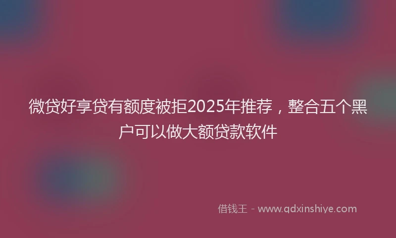 微贷好享贷有额度被拒2025年推荐，整合五个黑户可以做大额贷款软件