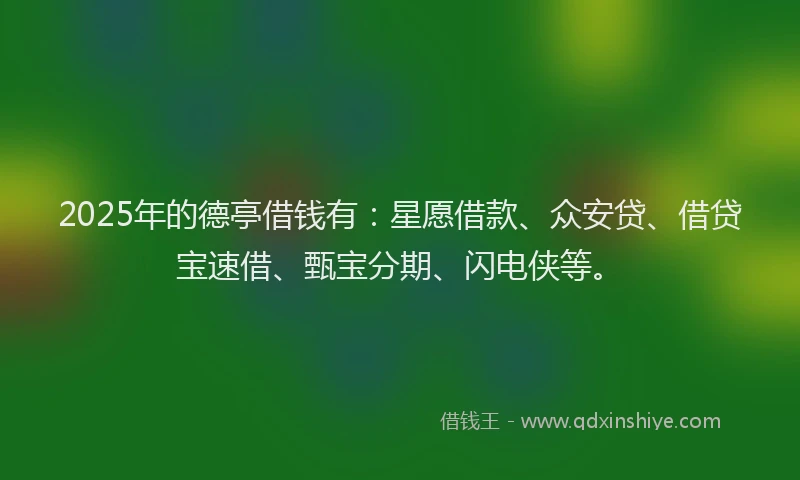 2025年的德亭借钱有：星愿借款、众安贷、借贷宝速借、甄宝分期、闪电侠等。