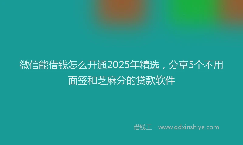 微信能借钱怎么开通2025年精选，分享5个不用面签和芝麻分的贷款软件