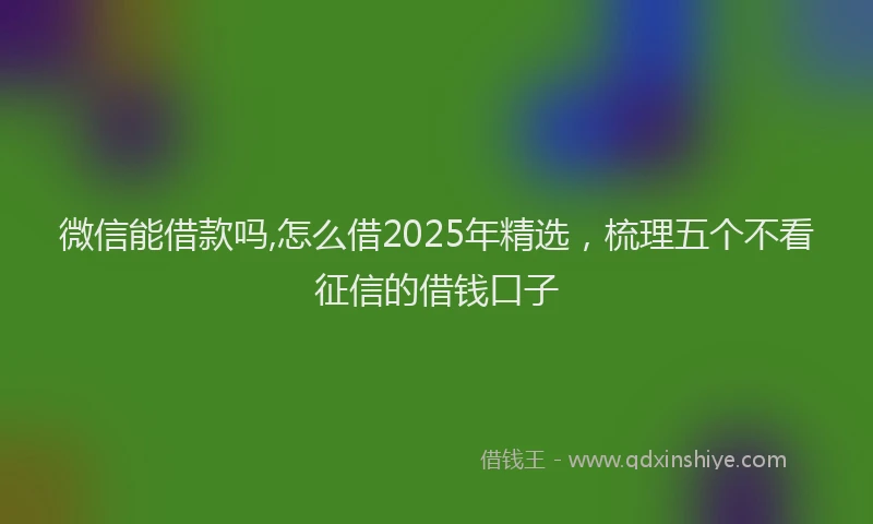 微信能借款吗,怎么借2025年精选，梳理五个不看征信的借钱口子