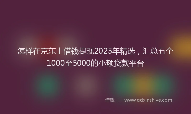 怎样在京东上借钱提现2025年精选，汇总五个1000至5000的小额贷款平台