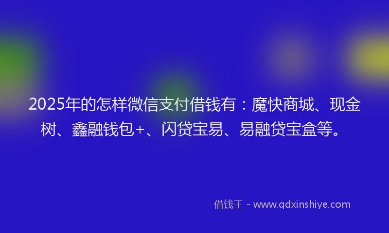 2025年的怎样微信支付借钱有：魔快商城、现金树、鑫融钱包+、闪贷宝易、易融贷宝盒等。