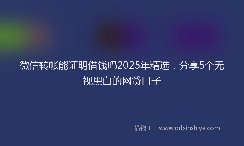 微信转帐能证明借钱吗2025年精选，分享5个无视黑白的网贷口子