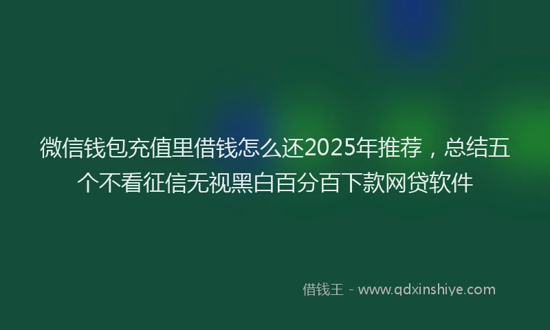 微信钱包充值里借钱怎么还2025年推荐，总结五个不看征信无视黑白百分百下款网贷软件