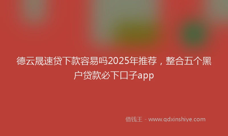 德云晟速贷下款容易吗2025年推荐，整合五个黑户贷款必下口子app