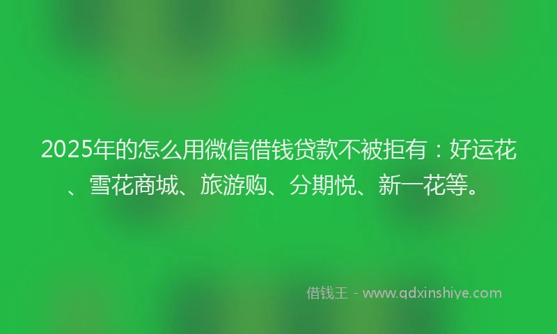 2025年的怎么用微信借钱贷款不被拒有：好运花、雪花商城、旅游购、分期悦、新一花等。