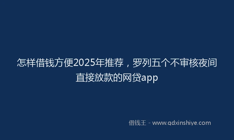 怎样借钱方便2025年推荐，罗列五个不审核夜间直接放款的网贷app