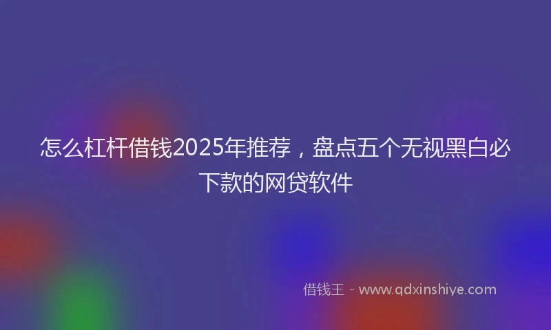 怎么杠杆借钱2025年推荐，盘点五个无视黑白必下款的网贷软件