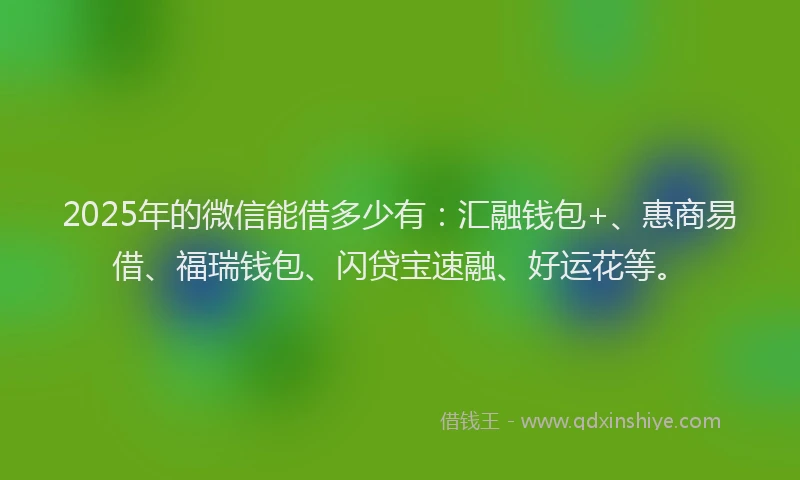 2025年的微信能借多少有：汇融钱包+、惠商易借、福瑞钱包、闪贷宝速融、好运花等。