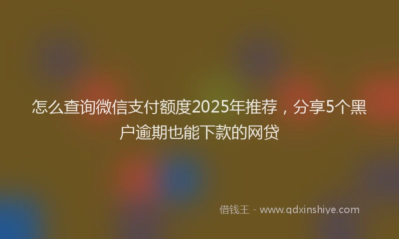 怎么查询微信支付额度2025年推荐，分享5个黑户逾期也能下款的网贷