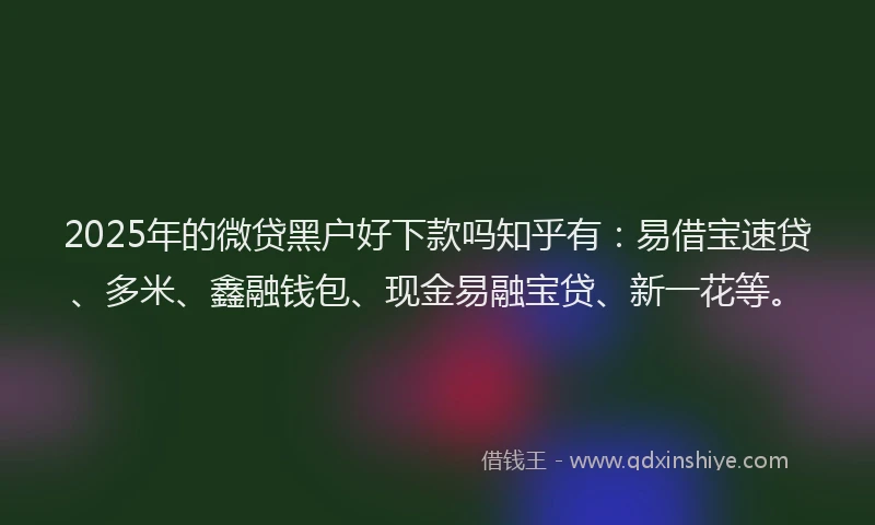 2025年的微贷黑户好下款吗知乎有：易借宝速贷、多米、鑫融钱包、现金易融宝贷、新一花等。