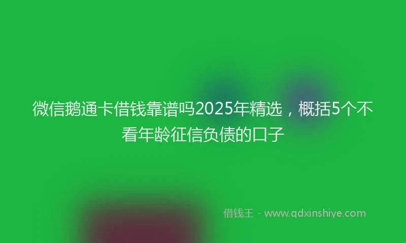 微信鹅通卡借钱靠谱吗2025年精选，概括5个不看年龄征信负债的口子