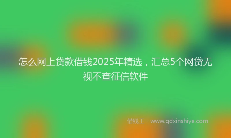 怎么网上贷款借钱2025年精选，汇总5个网贷无视不查征信软件