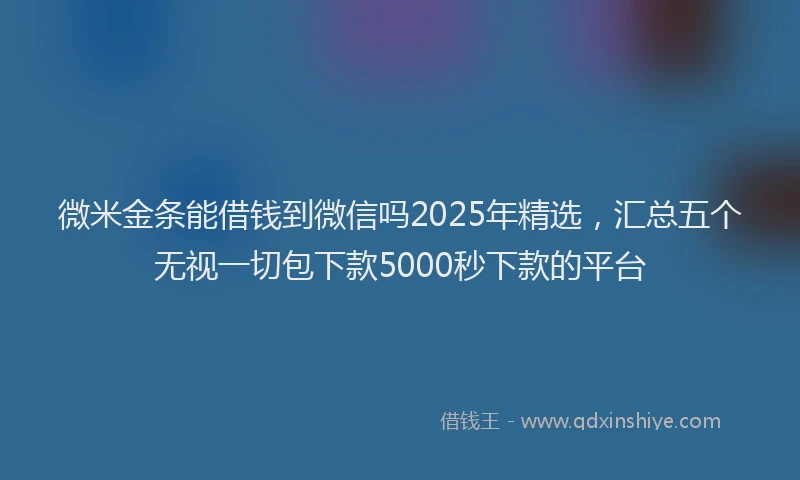 微米金条能借钱到微信吗2025年精选，汇总五个无视一切包下款5000秒下款的平台