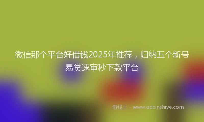 微信那个平台好借钱2025年推荐，归纳五个新号易贷速审秒下款平台