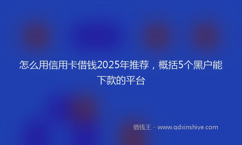 怎么用信用卡借钱2025年推荐，概括5个黑户能下款的平台