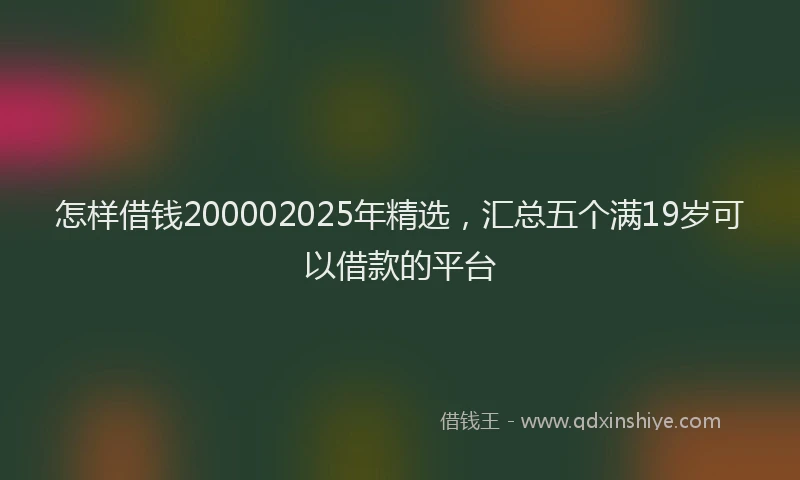 怎样借钱200002025年精选，汇总五个满19岁可以借款的平台