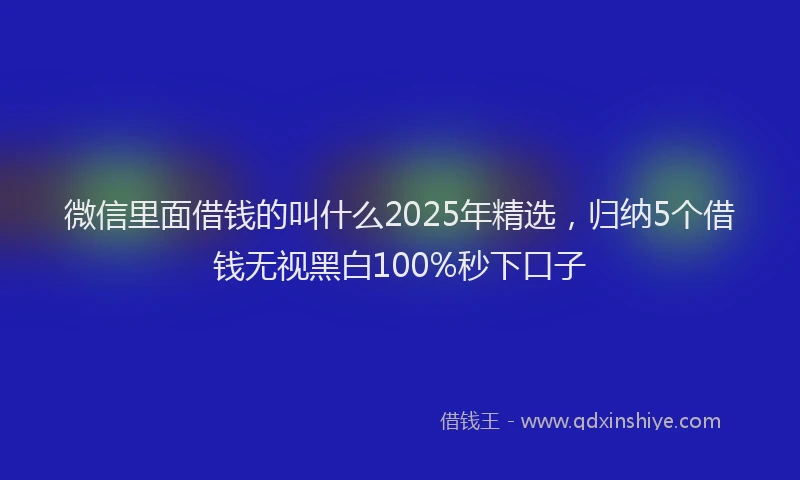 微信里面借钱的叫什么2025年精选，归纳5个借钱无视黑白100%秒下口子