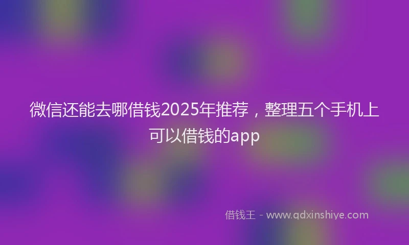 微信还能去哪借钱2025年推荐，整理五个手机上可以借钱的app