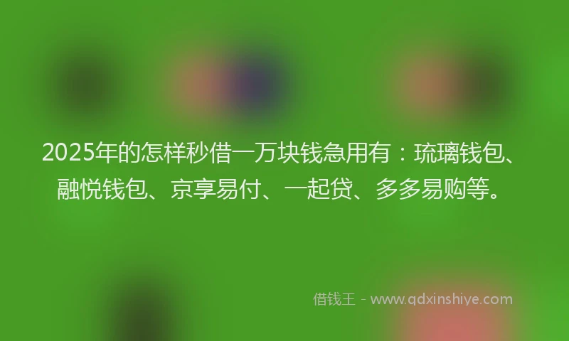 2025年的怎样秒借一万块钱急用有：琉璃钱包、融悦钱包、京享易付、一起贷、多多易购等。