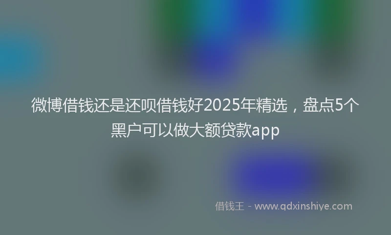 微博借钱还是还呗借钱好2025年精选，盘点5个黑户可以做大额贷款app