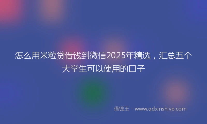 怎么用米粒贷借钱到微信2025年精选，汇总五个大学生可以使用的口子