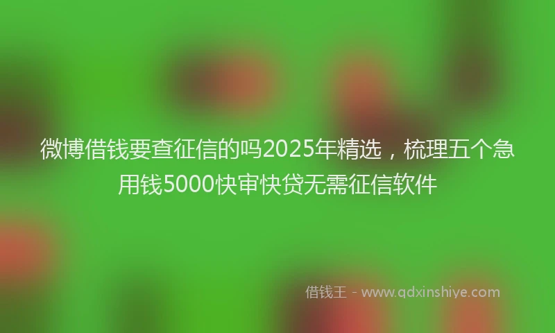 微博借钱要查征信的吗2025年精选，梳理五个急用钱5000快审快贷无需征信软件