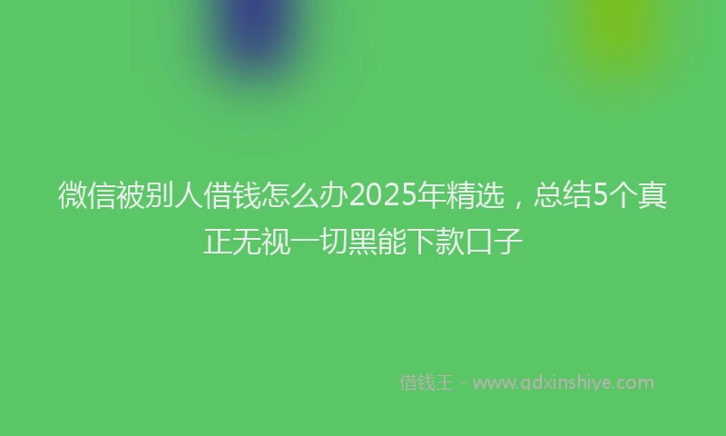 微信被别人借钱怎么办2025年精选，总结5个真正无视一切黑能下款口子