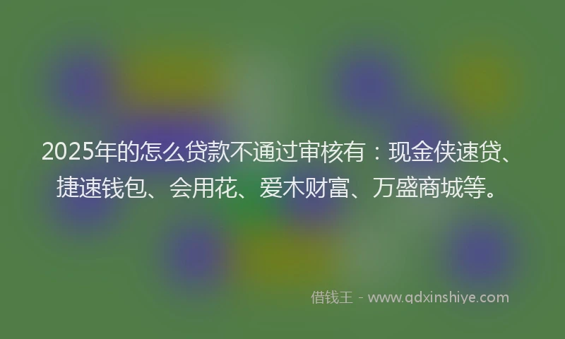 2025年的怎么贷款不通过审核有：现金侠速贷、捷速钱包、会用花、爱木财富、万盛商城等。
