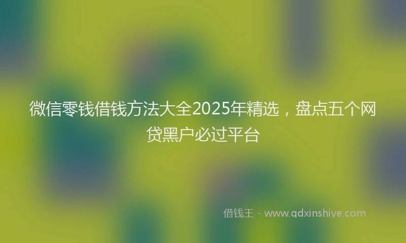 微信零钱借钱方法大全2025年精选，盘点五个网贷黑户必过平台