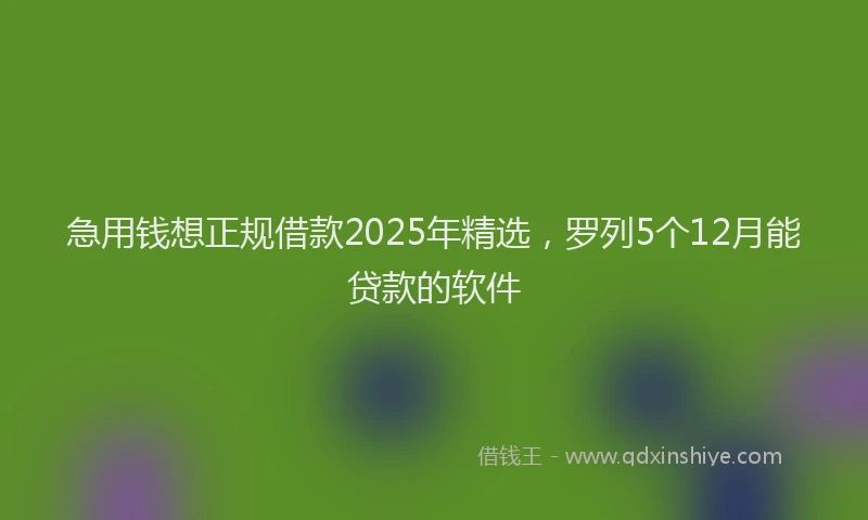 急用钱想正规借款2025年精选，罗列5个12月能贷款的软件