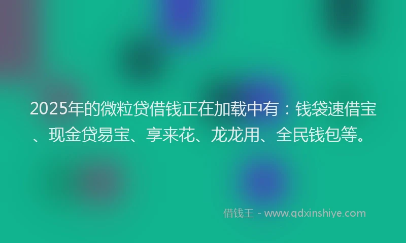 2025年的微粒贷借钱正在加载中有：钱袋速借宝、现金贷易宝、享来花、龙龙用、全民钱包等。