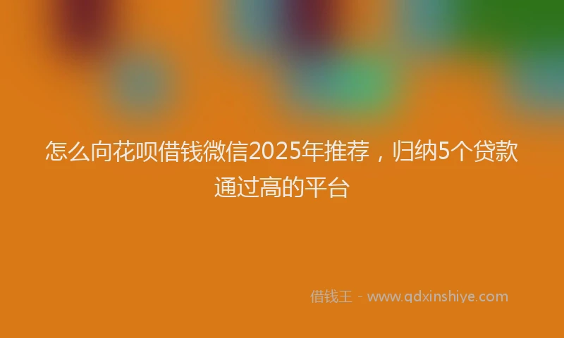 怎么向花呗借钱微信2025年推荐，归纳5个贷款通过高的平台