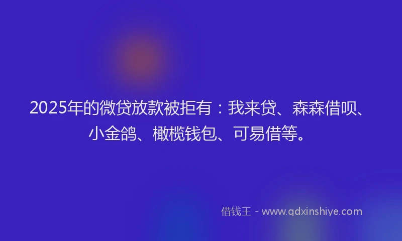 2025年的微贷放款被拒有：我来贷、森森借呗、小金鸽、橄榄钱包、可易借等。