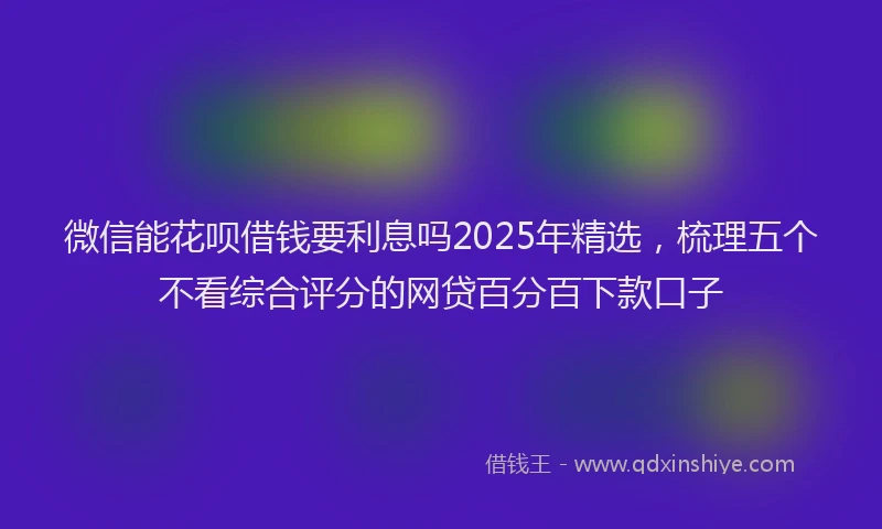 微信能花呗借钱要利息吗2025年精选，梳理五个不看综合评分的网贷百分百下款口子