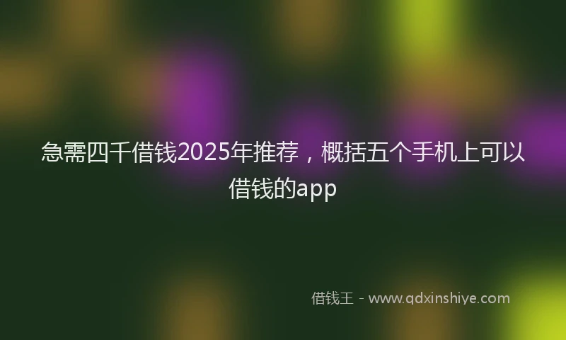急需四千借钱2025年推荐，概括五个手机上可以借钱的app
