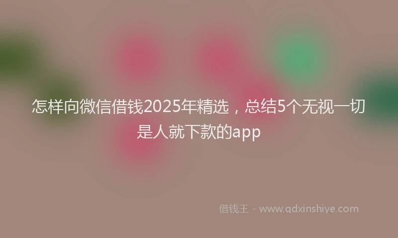 怎样向微信借钱2025年精选，总结5个无视一切是人就下款的app