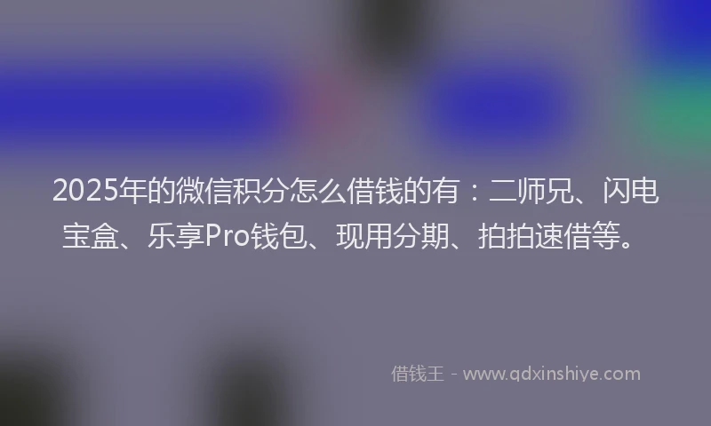 2025年的微信积分怎么借钱的有：二师兄、闪电宝盒、乐享Pro钱包、现用分期、拍拍速借等。