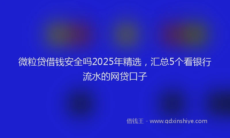 微粒贷借钱安全吗2025年精选，汇总5个看银行流水的网贷口子