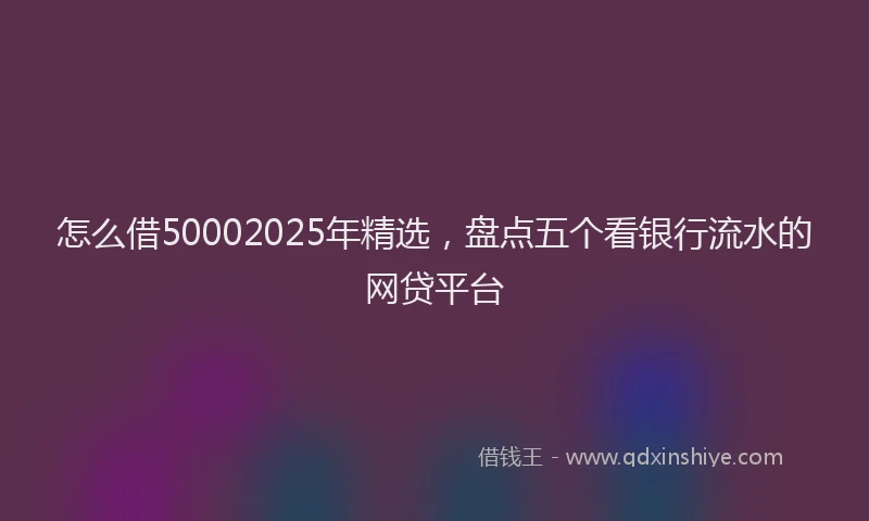 怎么借50002025年精选，盘点五个看银行流水的网贷平台