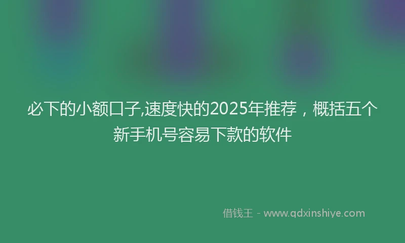 必下的小额口子,速度快的2025年推荐，概括五个新手机号容易下款的软件