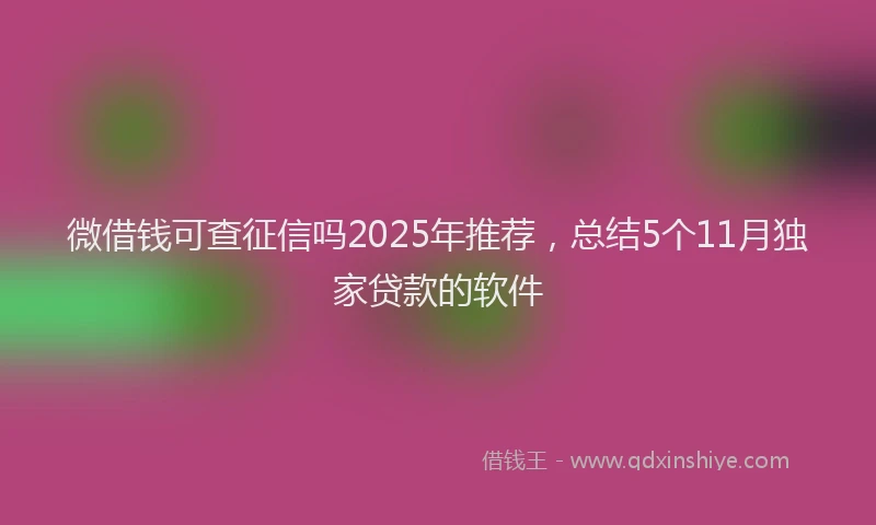 微借钱可查征信吗2025年推荐，总结5个11月独家贷款的软件