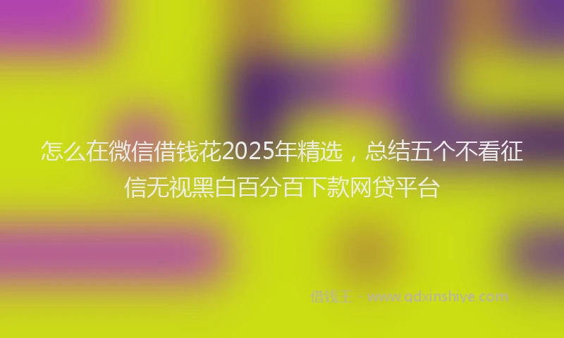 怎么在微信借钱花2025年精选，总结五个不看征信无视黑白百分百下款网贷平台