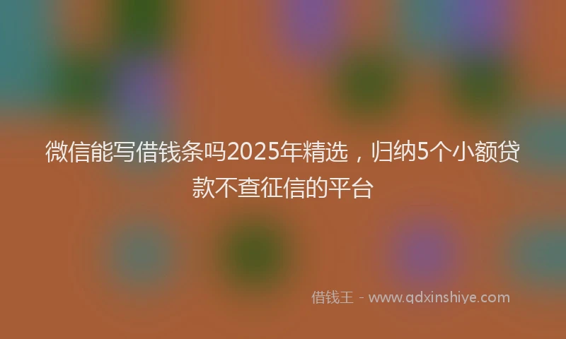 微信能写借钱条吗2025年精选，归纳5个小额贷款不查征信的平台