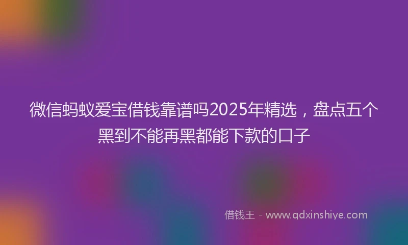 微信蚂蚁爱宝借钱靠谱吗2025年精选，盘点五个黑到不能再黑都能下款的口子