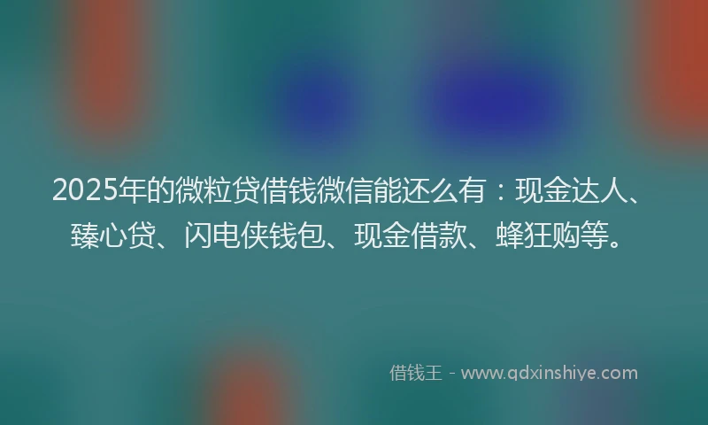 2025年的微粒贷借钱微信能还么有：现金达人、臻心贷、闪电侠钱包、现金借款、蜂狂购等。