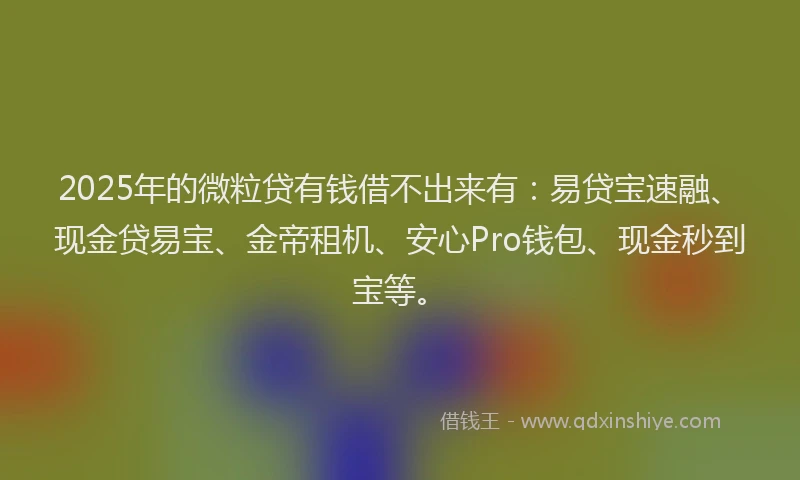 2025年的微粒贷有钱借不出来有：易贷宝速融、现金贷易宝、金帝租机、安心Pro钱包、现金秒到宝等。