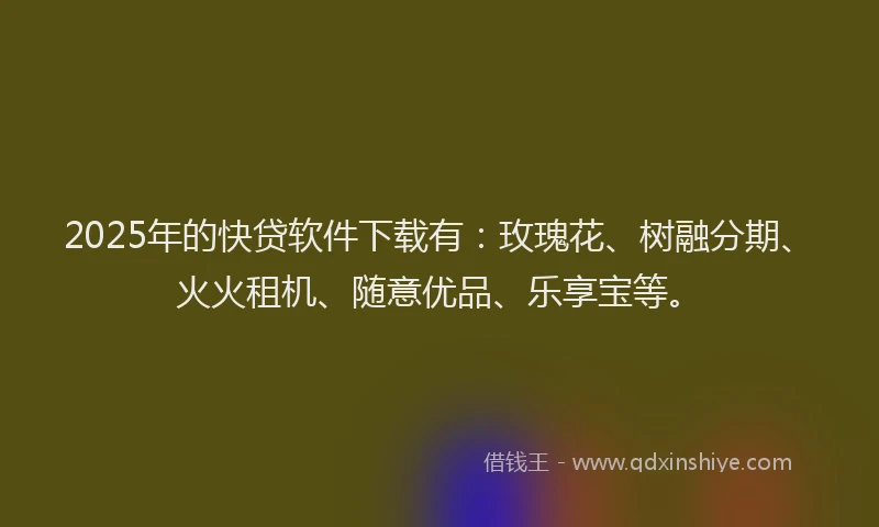 2025年的快贷软件下载有：玫瑰花、树融分期、火火租机、随意优品、乐享宝等。