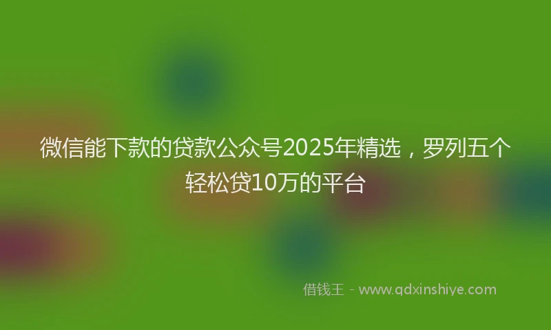 微信能下款的贷款公众号2025年精选，罗列五个轻松贷10万的平台