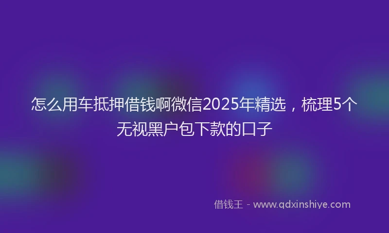 怎么用车抵押借钱啊微信2025年精选，梳理5个无视黑户包下款的口子